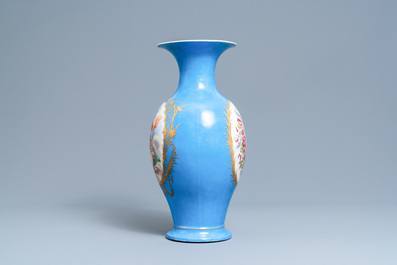 A S&egrave;vres-style blue-ground and gilt vase, probably Samson, Paris, 19th C.