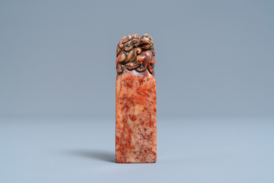 A Chinese Shoushan soapstone seal, Qing