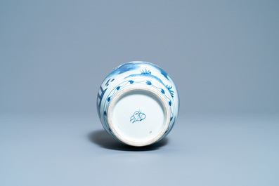 A Chinese blue and white jar with figures in a landscape, Wanli