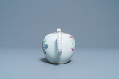 A Chinese famille rose teapot and cover with floral design, Qianlong