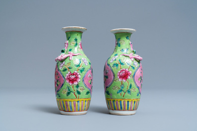 A pair of Chinese famille rose vases for the Straits or Peranakan market, 19th C.