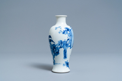 A Chinese blue and white 'meiping' vase with figurative design, Kangxi