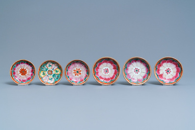 Neuf pi&egrave;ces en porcelaine de Chine Bencharong pour le march&eacute; thai, 19&egrave;me