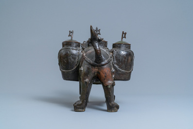 A large Chinese bronze 'lion' censer, Ming