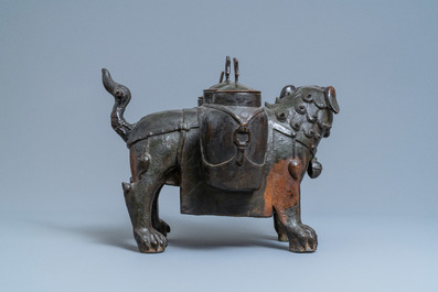 A large Chinese bronze 'lion' censer, Ming