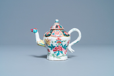 A Chinese famille rose phoenix-spouted teapot and cover, Yongzheng