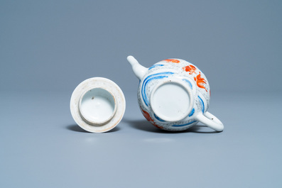 A Chinese 'crane and carps' teapot and cover, Yongzheng