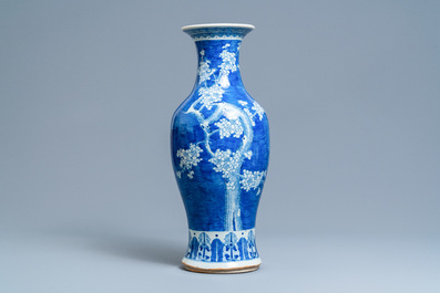 A Chinese blue and white 'prunus' vase, 19th C.