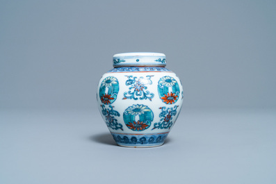 A small Chinese doucai jar and cover, Yongzheng mark, Republic