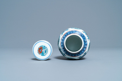 A small Chinese doucai jar and cover, Yongzheng mark, Republic