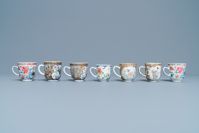 Seven Chinese famille rose cups, Yongzheng