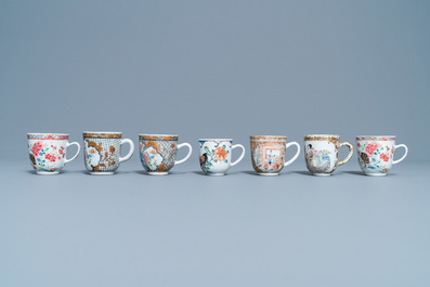 Sept tasses en porcelaine de Chine famille rose, Yongzheng