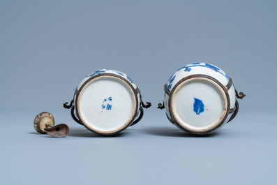 Two Chinese blue and white Vietnamese market 'Bleu de Hue' water pipes, 19th C.