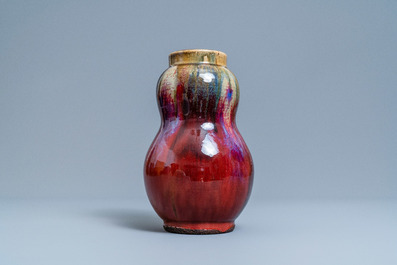 A Chinese flamb&eacute;-glazed pear-shaped vase, 19th C.