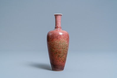 A Chinese peachbloom-glazed vase, Kangxi mark, Republic