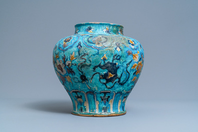 A Chinese fahua vase with Buddhist lions, Ming