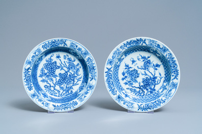 Six Chinese blue and white plates, Yongzheng/Qianlong