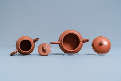 Five Chinese Yixing stoneware teapots and covers, 19th C.