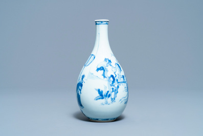 A Chinese blue and white pear-shaped bottle vase, Kangxi