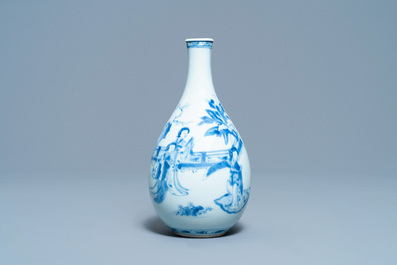 A Chinese blue and white pear-shaped bottle vase, Kangxi