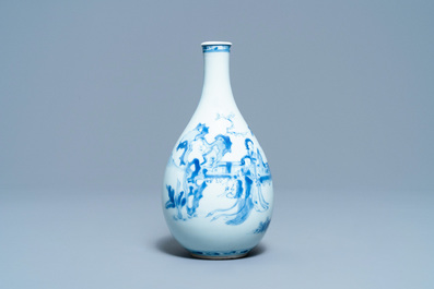 A Chinese blue and white pear-shaped bottle vase, Kangxi