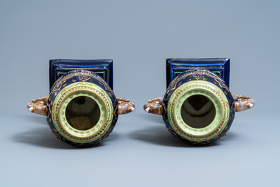 A pair of S&egrave;vres-style vases and covers, prob. Samson, Paris, 19th C.