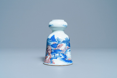 A Chinese blue, white and copper red vase, 19/20th C.