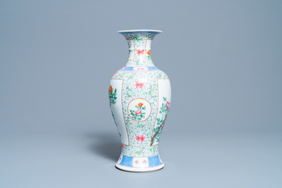 A Chinese famille rose vase with floral design, Hongxian mark, Republic