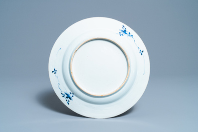 A Chinese blue and white 'musicians' dish, Kangxi