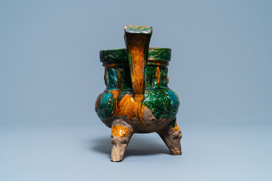 A Chinese sancai-glazed tripod censer, Ming