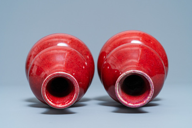 A pair of Chinese sang de boeuf-glazed double gourd vases, 19th C.