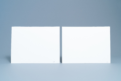 Chinese school, Canton, watercolour on paper, 18/19th C.: 'An opium smoker' and 'Ladies at lunch'