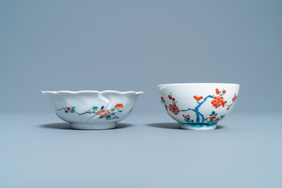 Two Japanese Kakiemon-style bowls and a dish, Edo