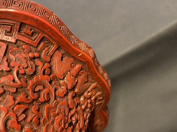 A Chinese carved cinnabar lacquer jardini&egrave;re, Yongzheng/Qianlong