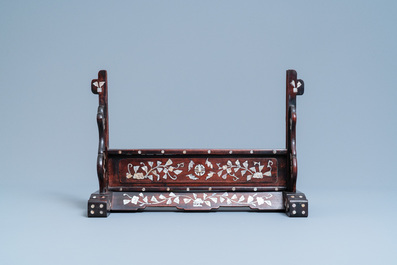 Three Chinese wooden table screen stands, 19th C.