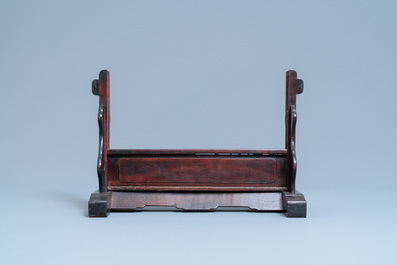 Three Chinese wooden table screen stands, 19th C.