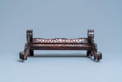 Three Chinese wooden table screen stands, 19th C.