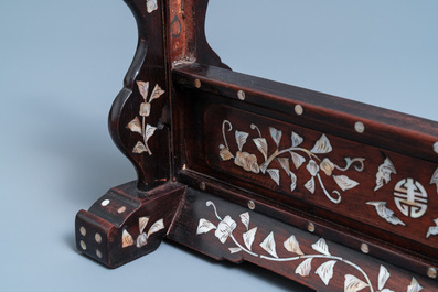 Three Chinese wooden table screen stands, 19th C.