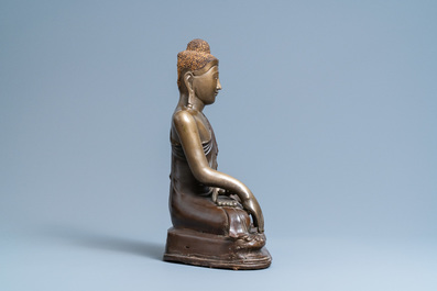 A Mandalay partly lacquered bronze figure of Buddha, Burma, 18/19th C.