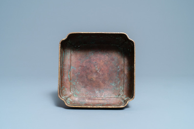 A Chinese square cloisonn&eacute; bowl, Ming