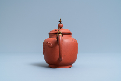 A Chinese gilt-mounted Yixing stoneware teapot and cover, Kangxi