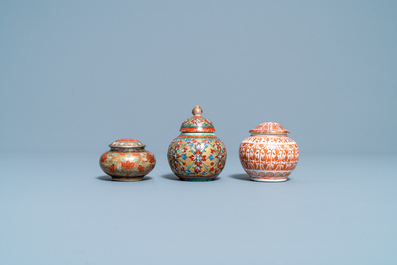 Six Chinese Thai market Bencharong jars and a bowl, 19th C.