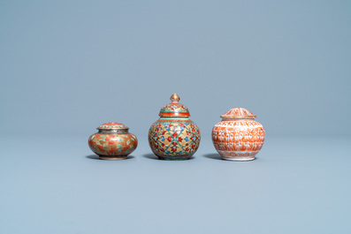 Six jarres et un bol en porcelaine de Chine Bencharong pour le march&eacute; thai, 19&egrave;me