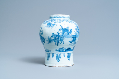 A Dutch Delft blue and white chinoiserie 'elephant' vase, late 17th C.