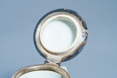 A Chinese blue and white silver-mounted ewer and cover, Yongzheng