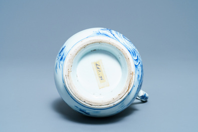 A Chinese blue and white silver-mounted ewer and cover, Yongzheng