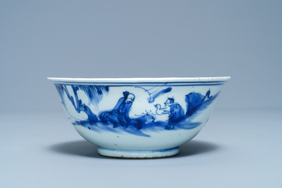 Een Chinese blauw-witte kom met Wang Xizhi, Transitie periode