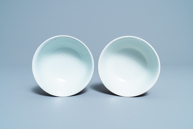 A pair of Chinese monochrome ruby red bowls, Jiaqing mark and of the period