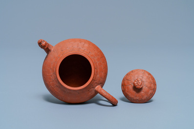 A Chinese Yixing stoneware dragon-spouted teapot and cover, Kangxi