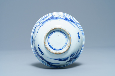 A Chinese blue and white 'Wang Xizhi' bowl, Transitional period